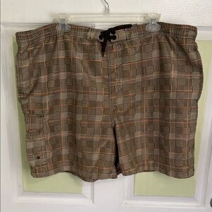 Men's Checkered Swim Board Shorts - Brown